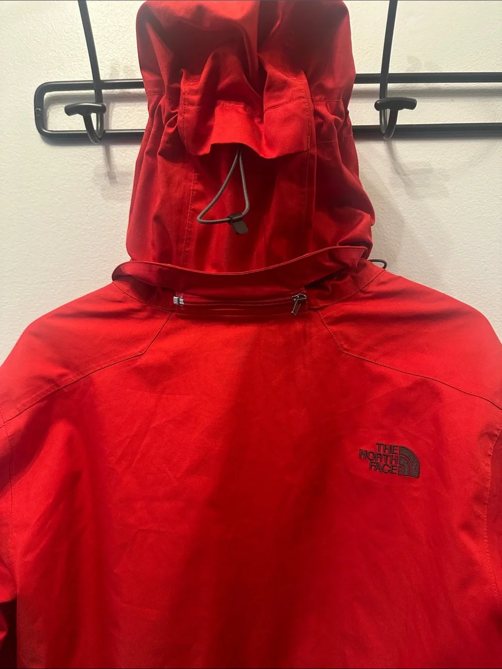 The North Face HyVent Men's Red Rain Jacket with Black Trim